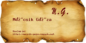Mácsik Géza névjegykártya