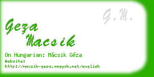 geza macsik business card