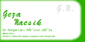 geza macsik business card